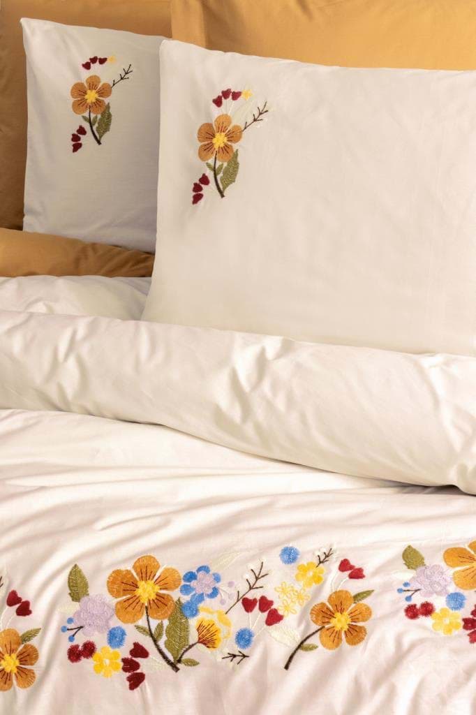 Cotton Box Brode Ranforce Çift Kişilik Nevresim Takımı Pamuya Hardal resmi