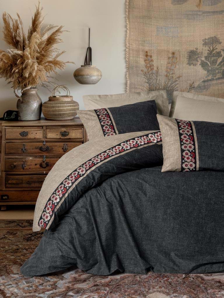 Cotton Box Folk Art Çift Kişilik Nevresim Takımı Yamka Bej 8680108078266 resmi