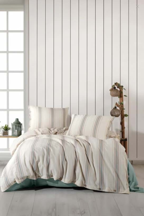 Clasy Butik Native Serisi Çift Kişilik Nevresim Takımı İmre Yeşil resmi