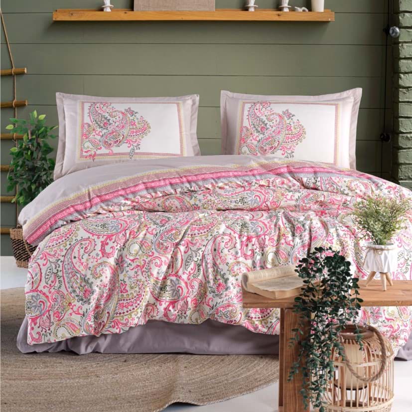 Clasy Ranforce Nevresim Takımı Çift Kişilik Luga V1 Pembe resmi