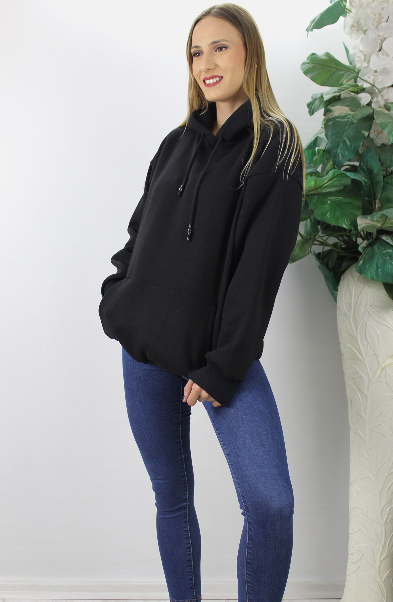 Picture of Üç İplik Kapşonlu Sweat Siyah - 2410.2022