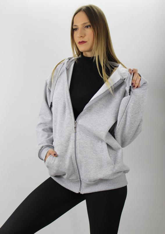 Picture of Fermuarlı Üç İplik Kapşonlu Sweat Gri - 2810.2022