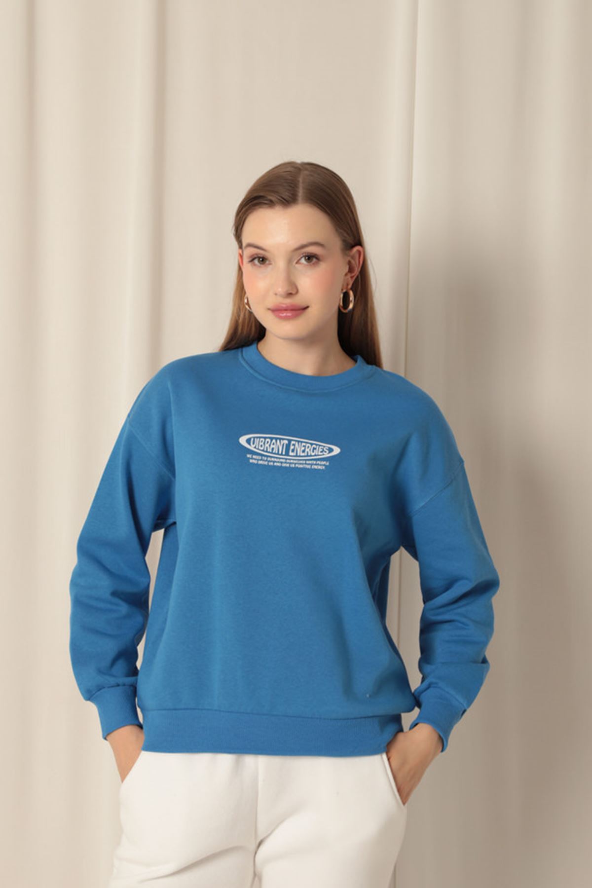 Picture of Üç İplik Uıbrant Energıes Baskılı Kadın Mavi Sweat