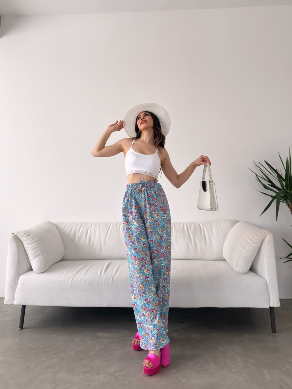 Picture of Desenli Beli Lastikli Bürümcük Pantolon