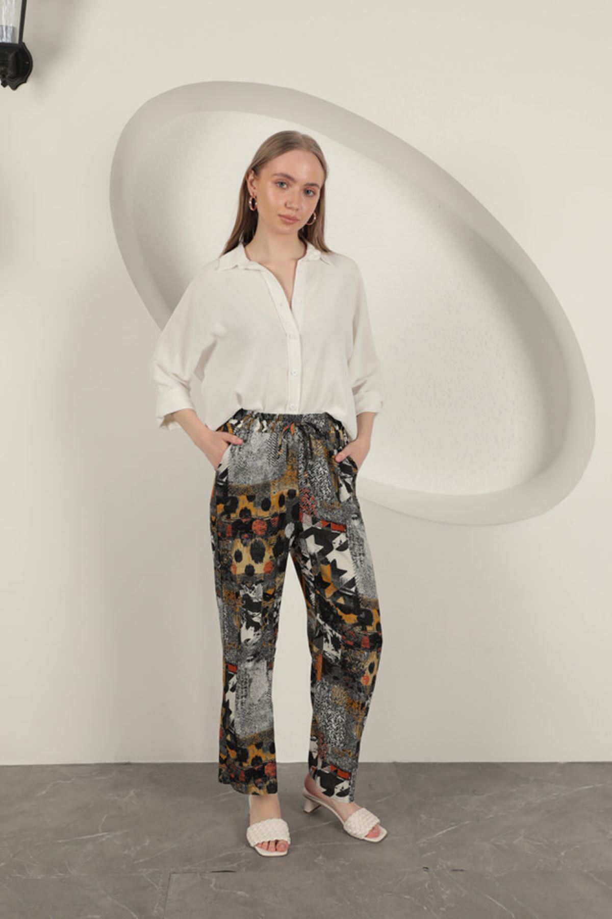 Picture of Viskon Kumaş Geniş Kadın Pantolon-Siyah