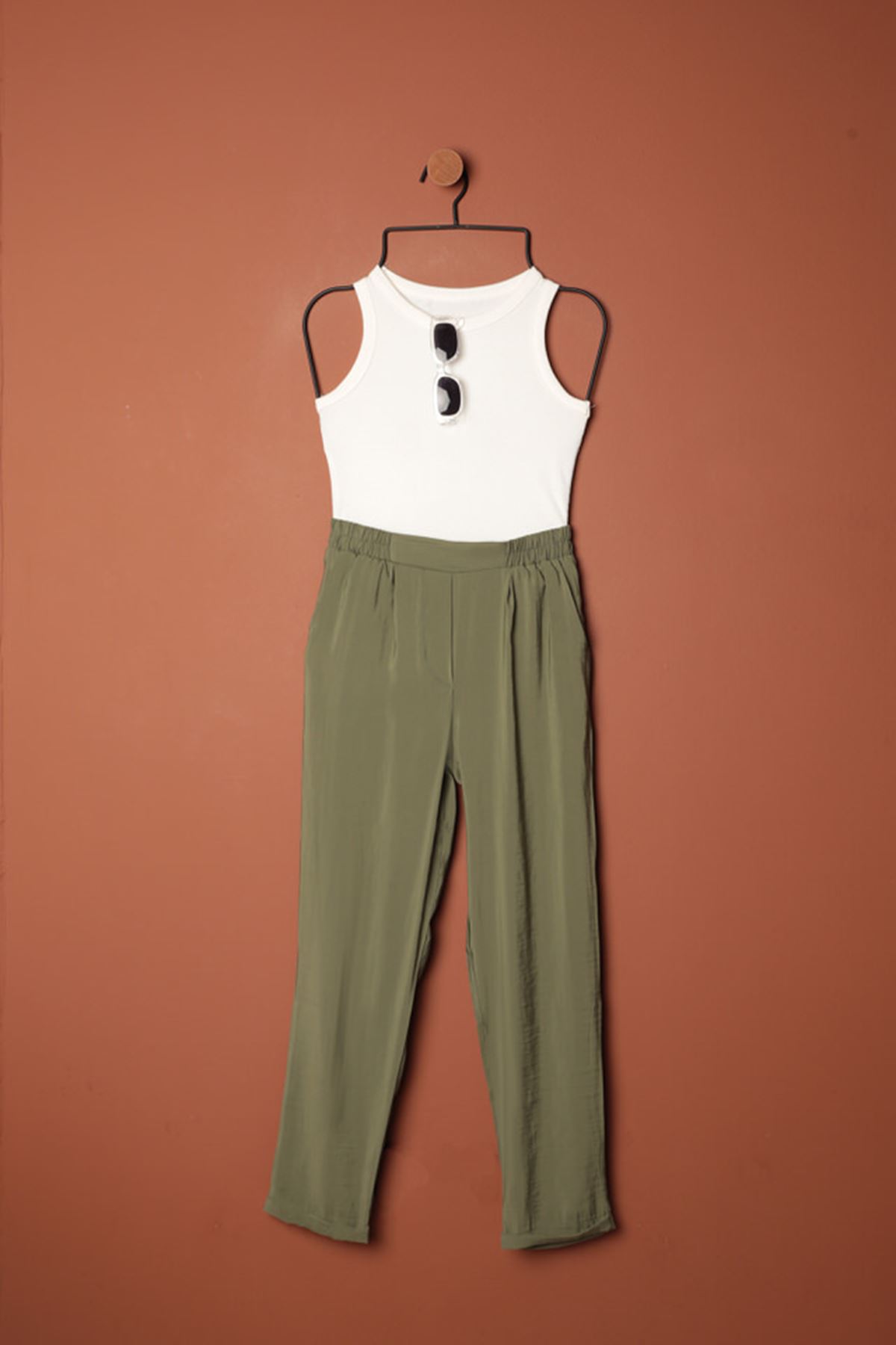 Picture of Modal Kumaş Duble Paça Kadın Pantolon-Haki