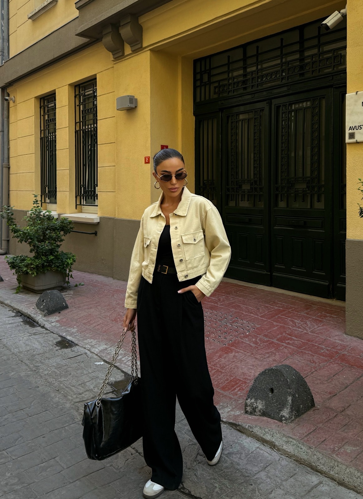 Picture of Çift Cep Denim Crop Ceket