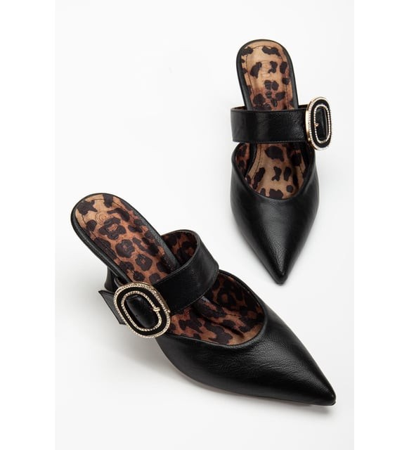 Picture of Yote Siyah Cilt Topuklu Terlik