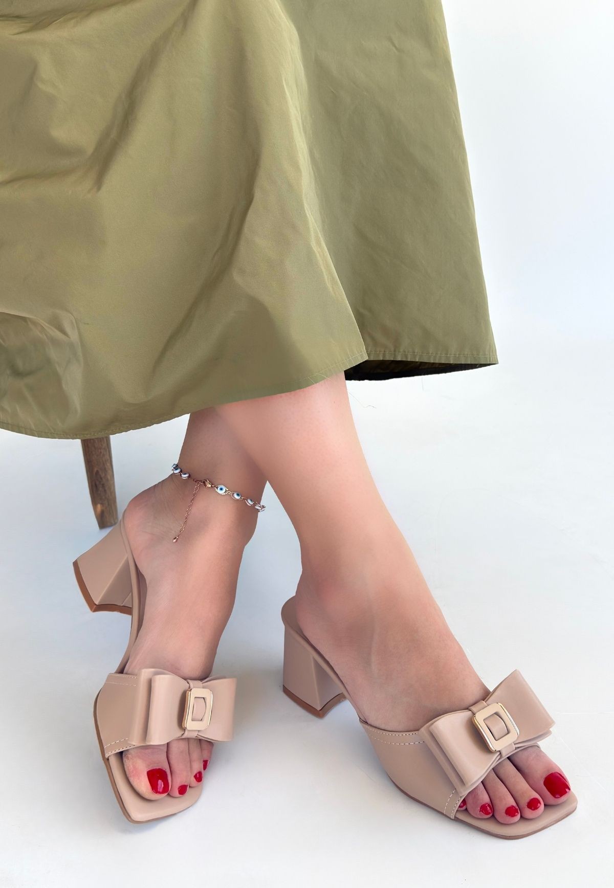 Picture of Veor Nude Cilt Topuklu Terlik