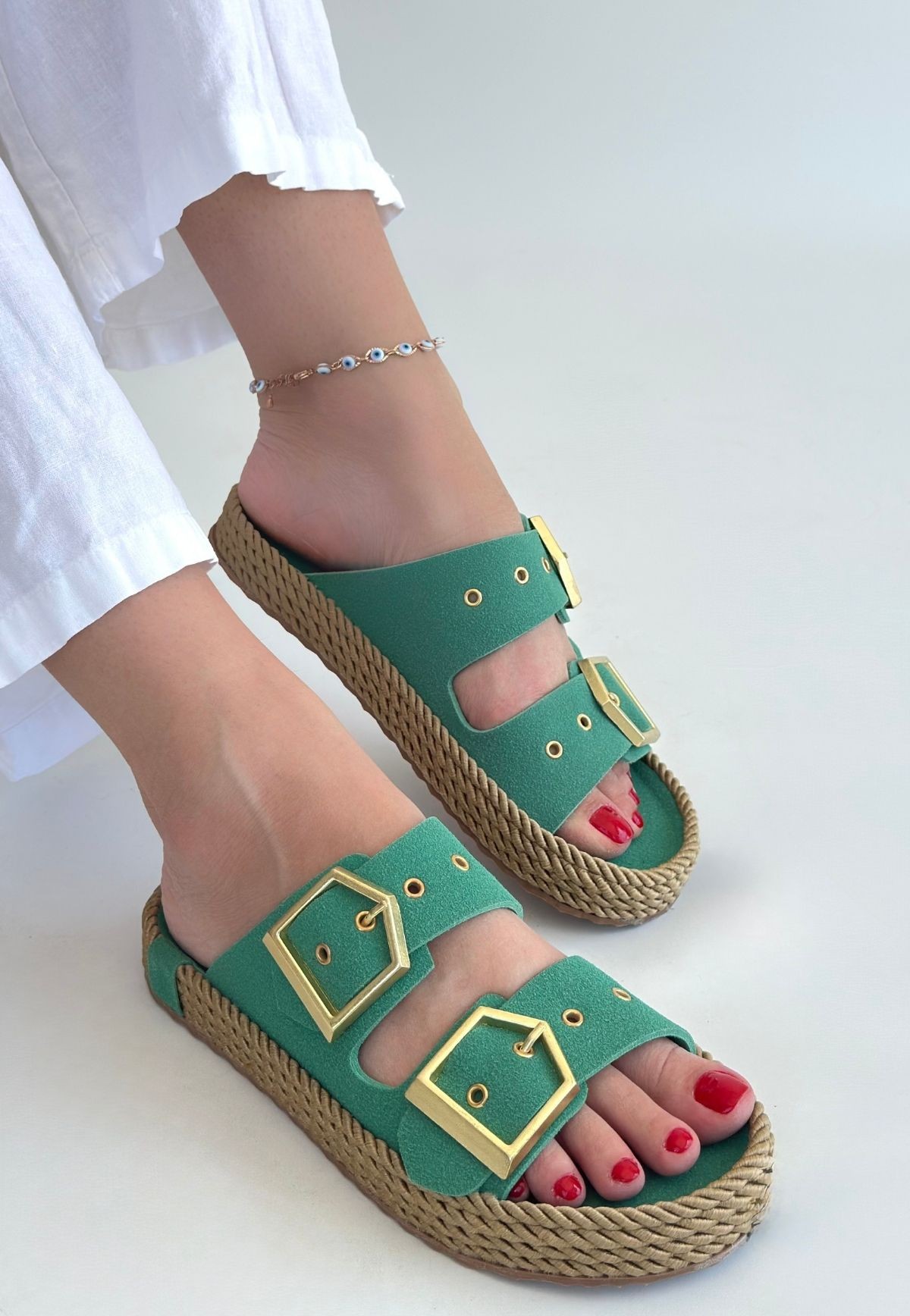 Picture of İces Yeşil Nubuk Terlik