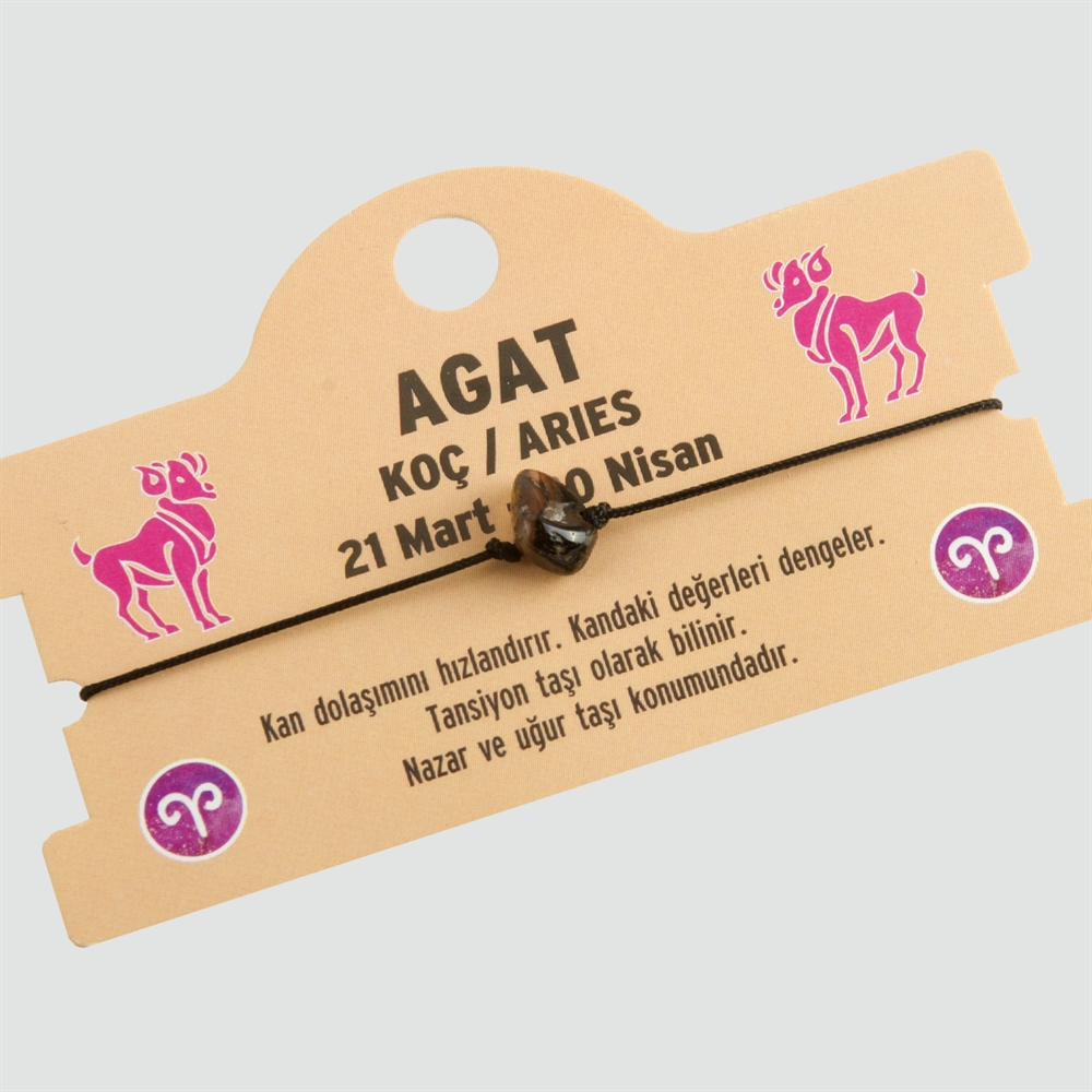 Agat Doğal Taşlı Koç Burç Bileklik - DL0101 resmi