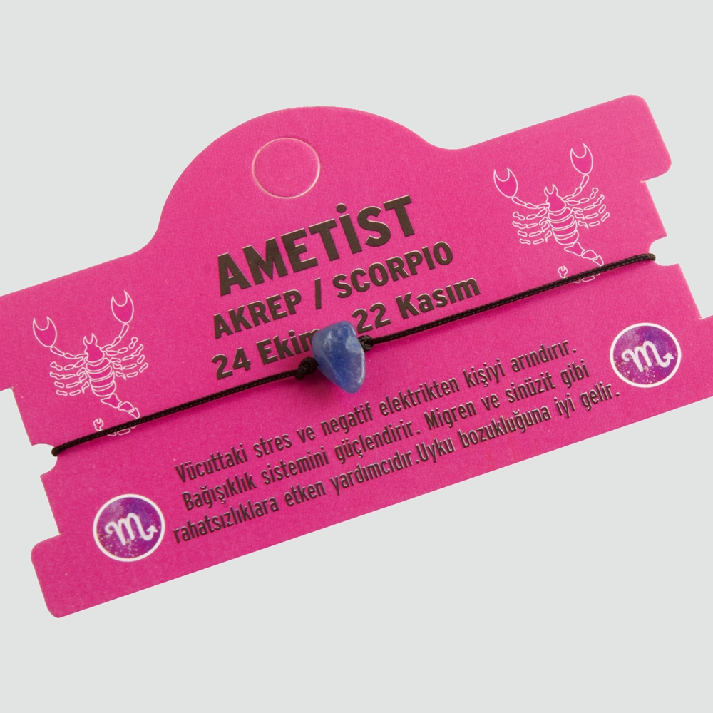 Ametist Doğal Taşlı Akrep Burç Bileklik - DL0101 resmi