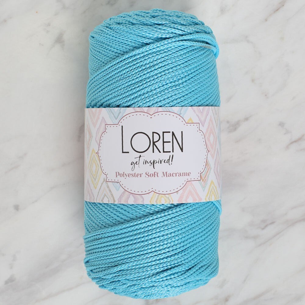 Loren Polyester Soft Macrame Turkuaz El Örgü İpi - LM045 - 34447 resmi