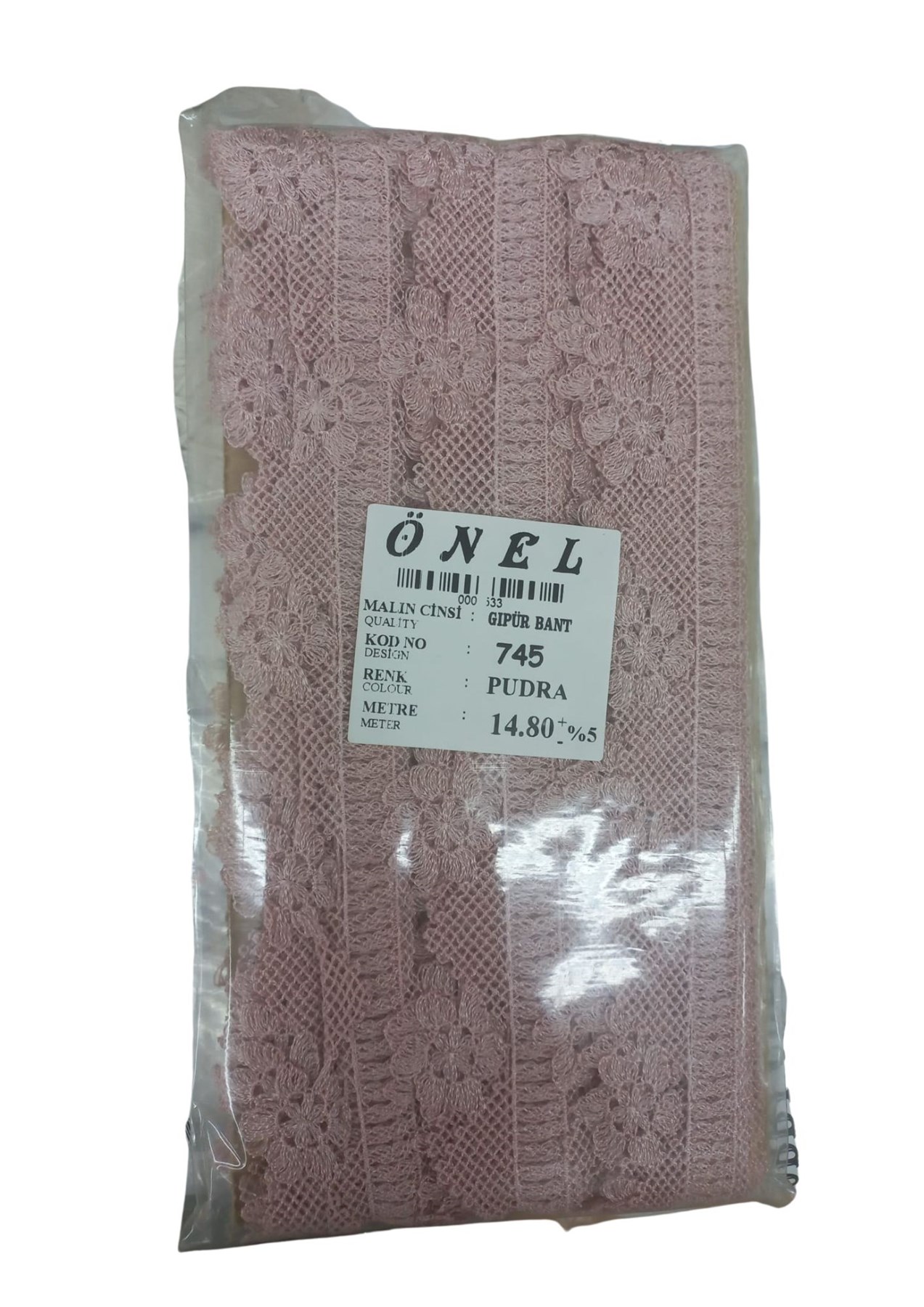 Dantel Polyester Güpür Bant Pudra 14,80 Metre En 3 cm ON-745-PU resmi