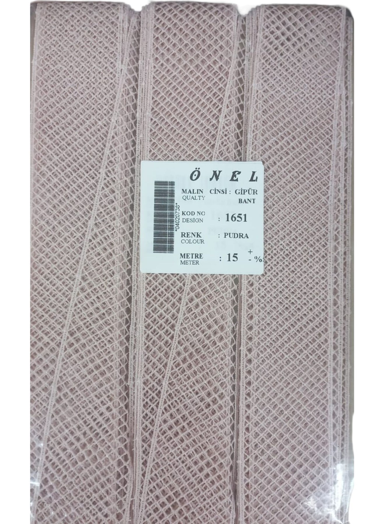 Dantel Polyester Güpür Bant Pudra 15 Metre En 3 cm ON-1651-PU resmi