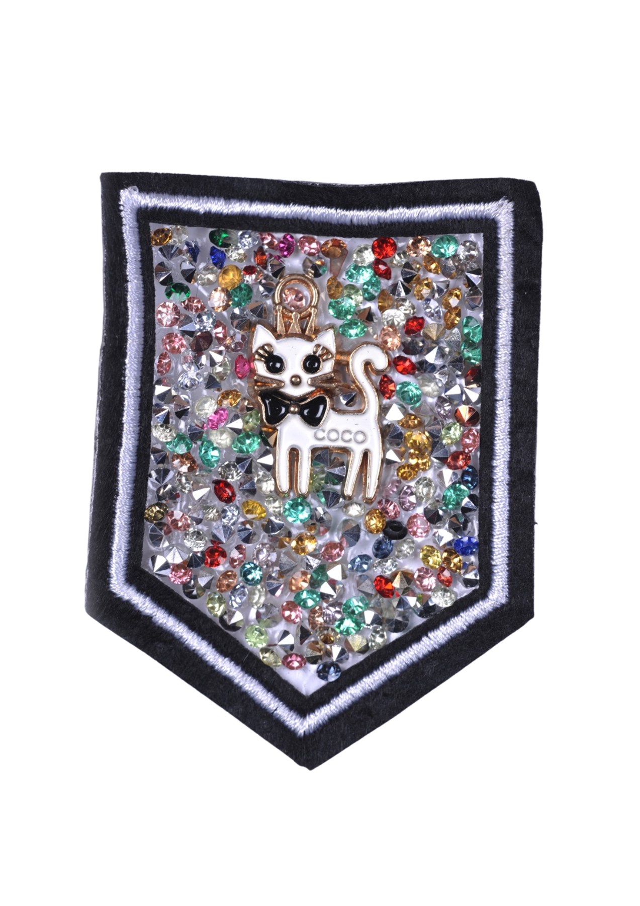 Aplike Ütü İle Yapışan Taşlı Kedi Arma 5 cm resmi