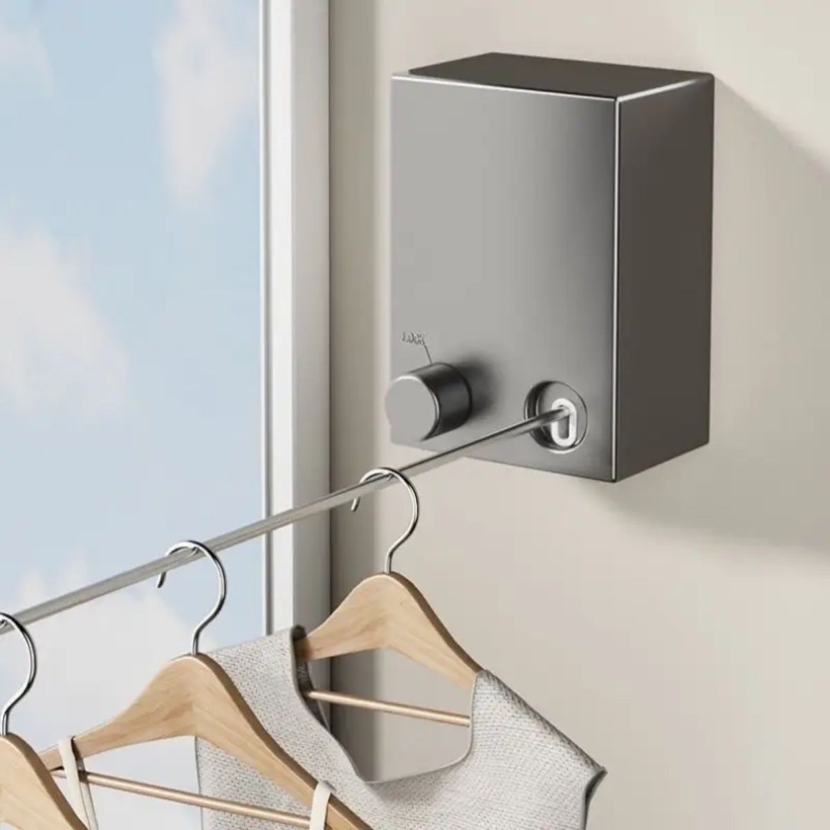 Turkish E Market® Teleskopik Çamaşır Kurutma Askısı, Pratik Geri Çekilebilir Çamaşır İpi resmi