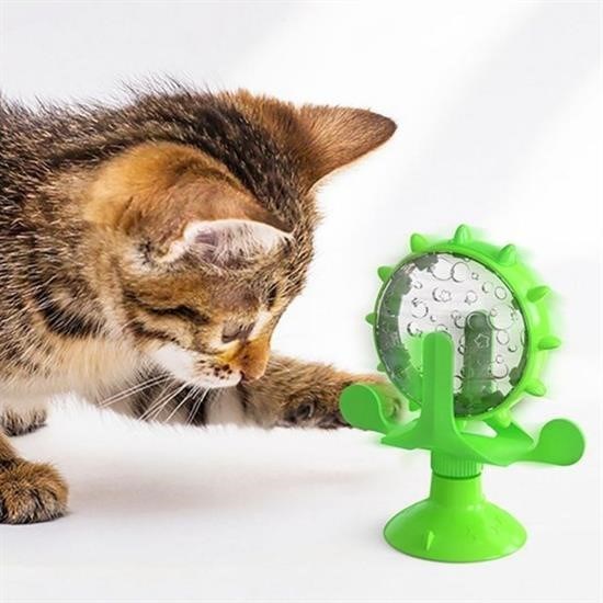 Turkish E Market® Vantuzlu Zilli İnteraktif Dönebilen Mama Kaplı Renkli Eğlenceli Eğitici Kedi Oyuncağı resmi