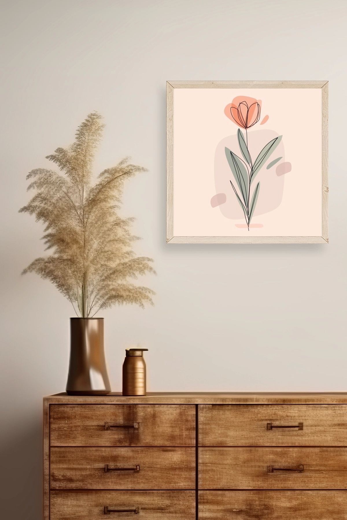 Çiçek Ahşap Çerçeveli Tablo resmi