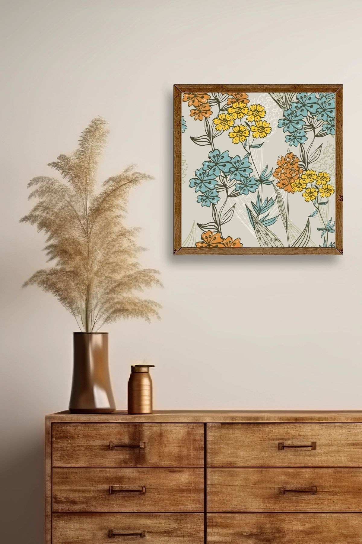 Çiçek Ahşap Çerçeveli Tablo resmi