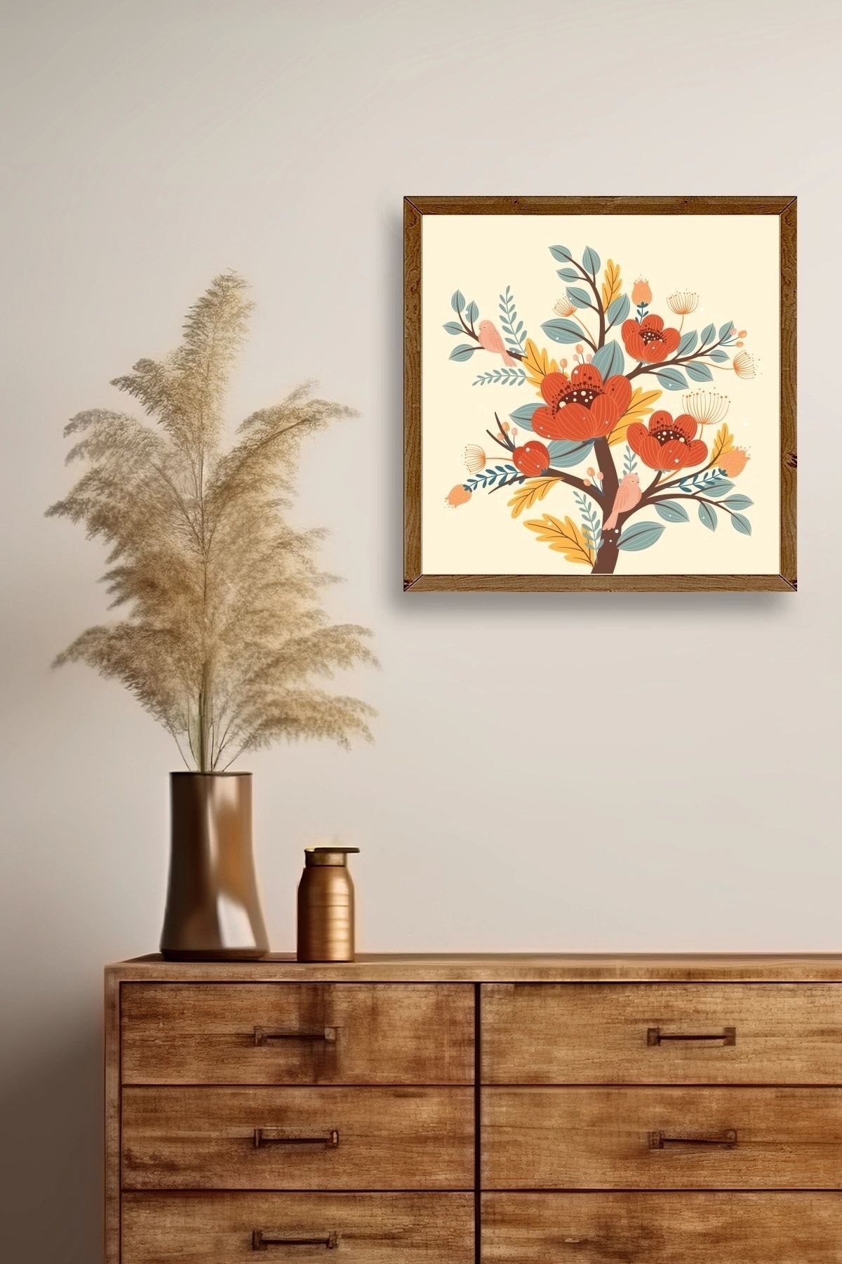 Çiçek Ahşap Çerçeveli Tablo resmi