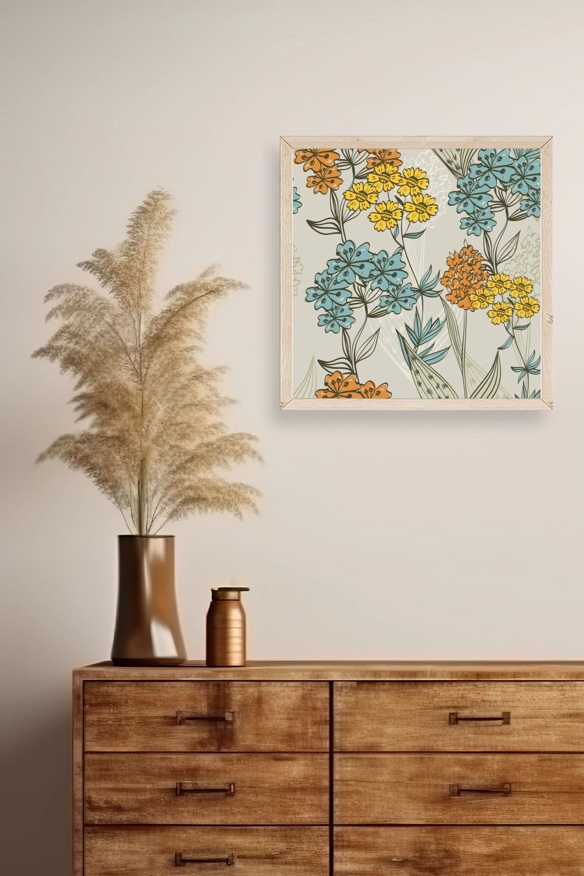 Çiçek Ahşap Çerçeveli Tablo resmi