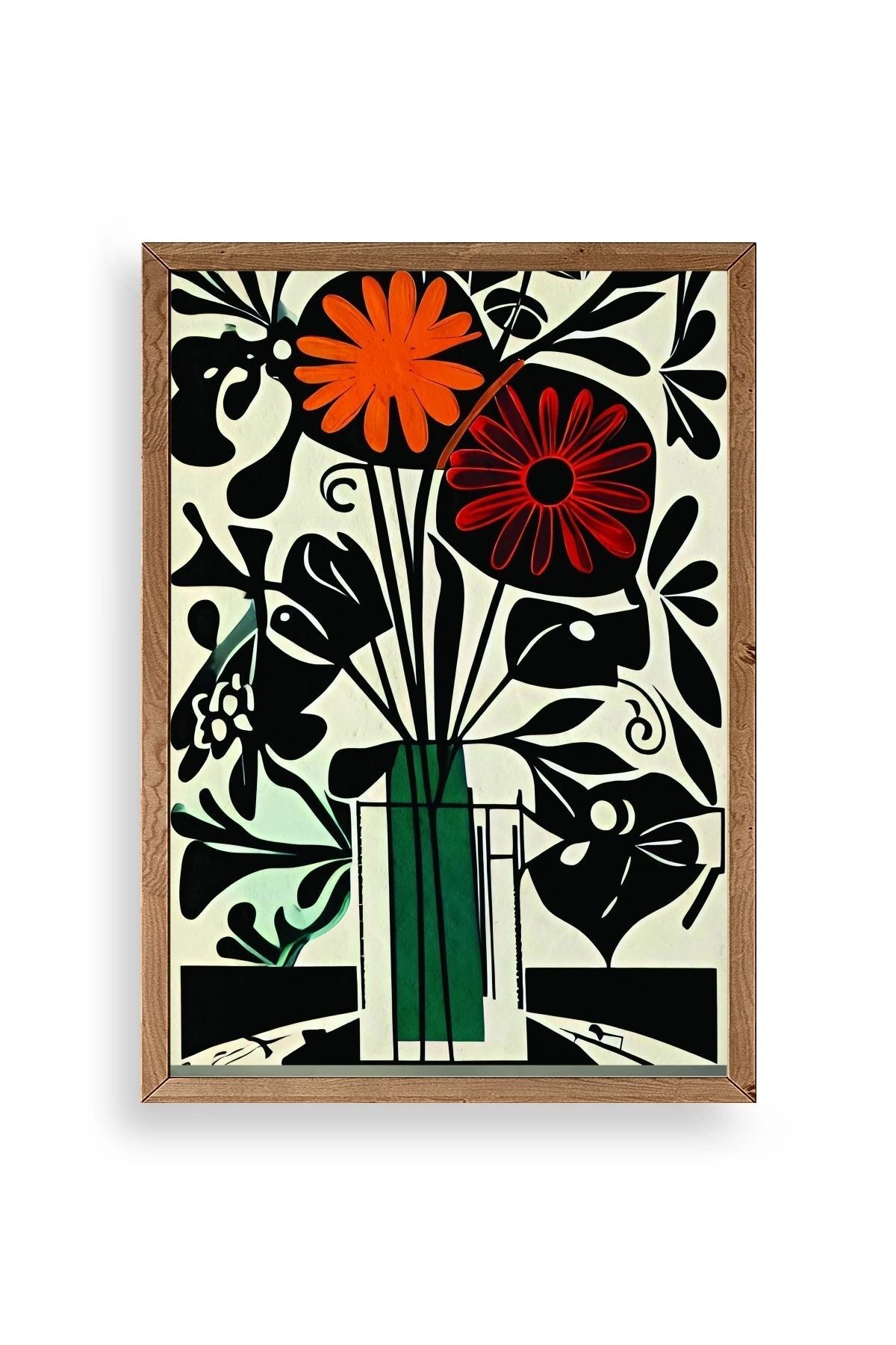 Çiçek Ahşap Çerçeveli Tablo resmi