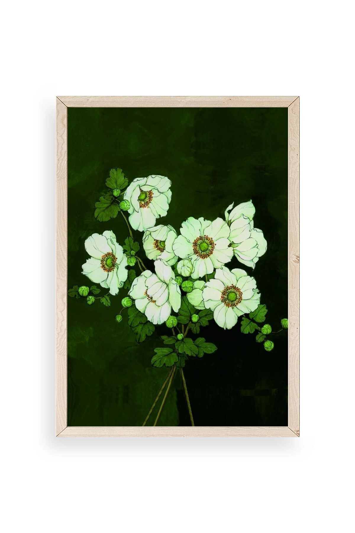 Çiçekler Ahşap Çerçeveli Tablo resmi