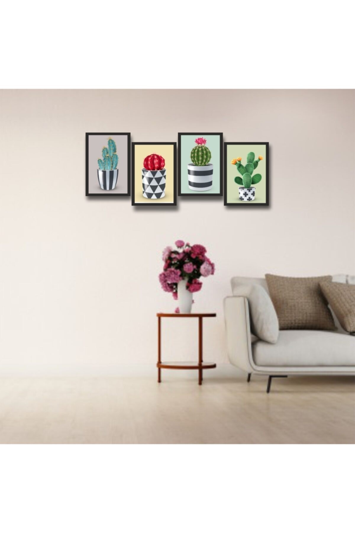 4 Paarça Çerçeve Görünümlü Ahşap Tablo resmi