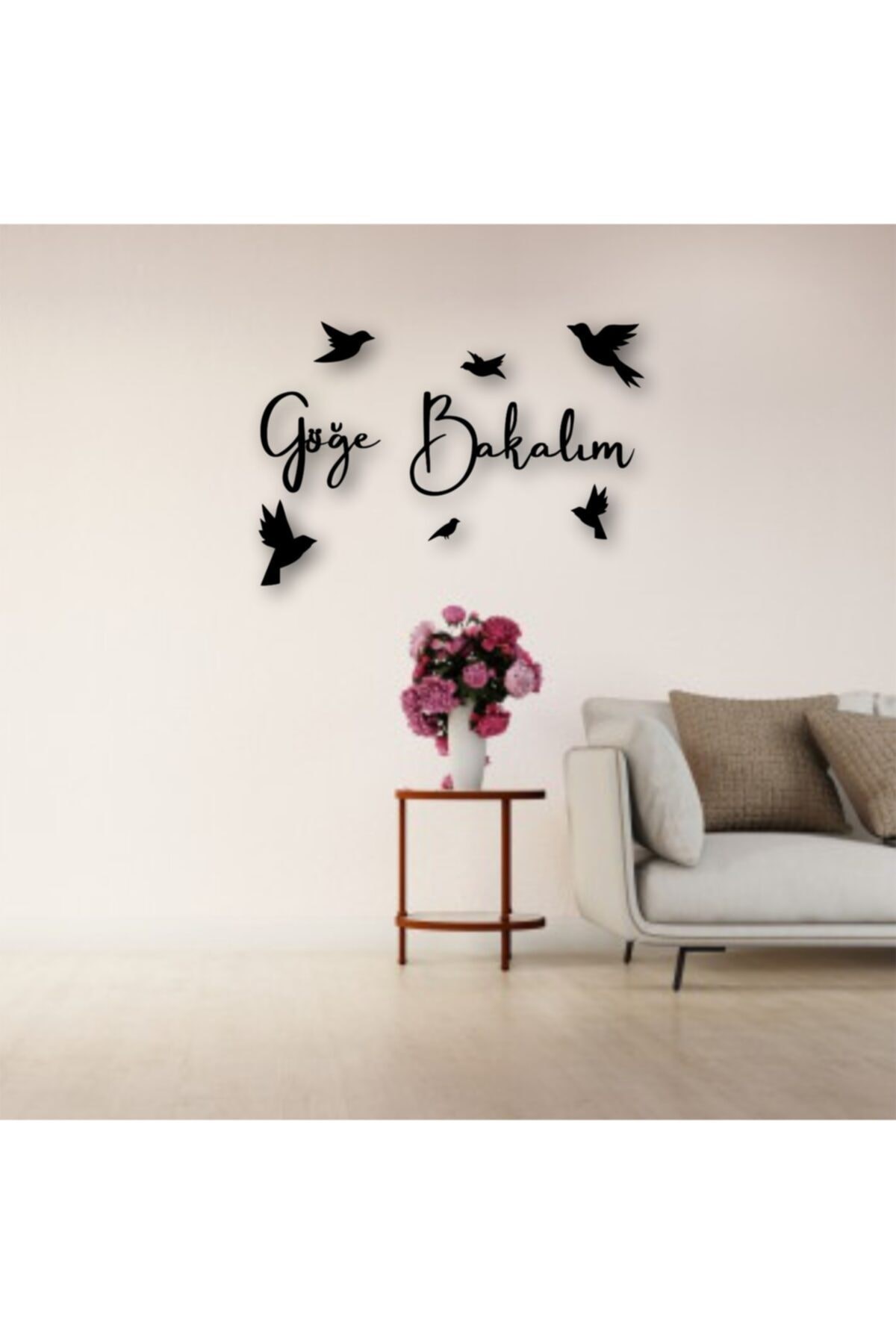 Göğe Bakalım Yazlı Ahşap Duvar Tablo resmi