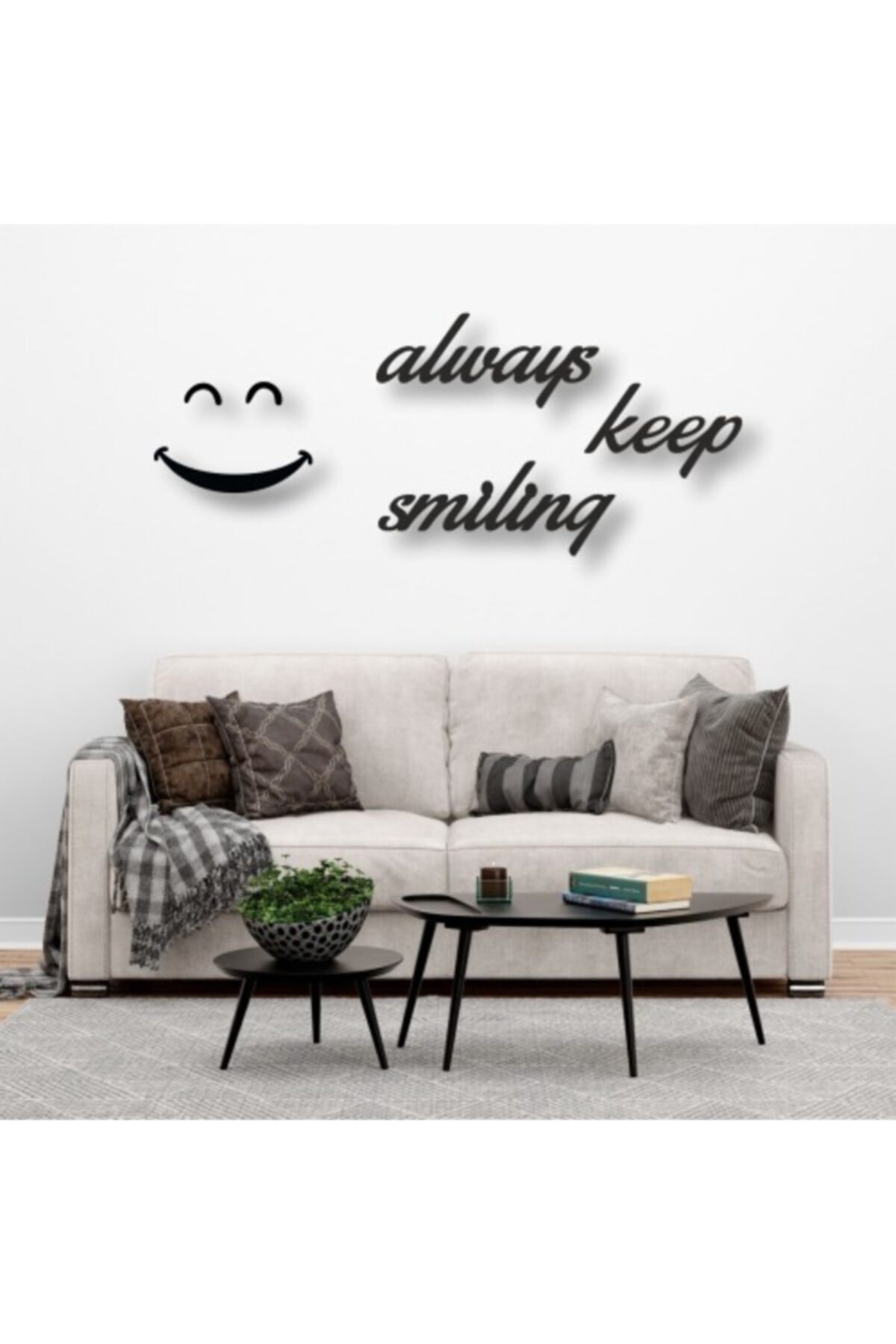 Always Keep Smiling Yazılı Ahşap Tablo resmi
