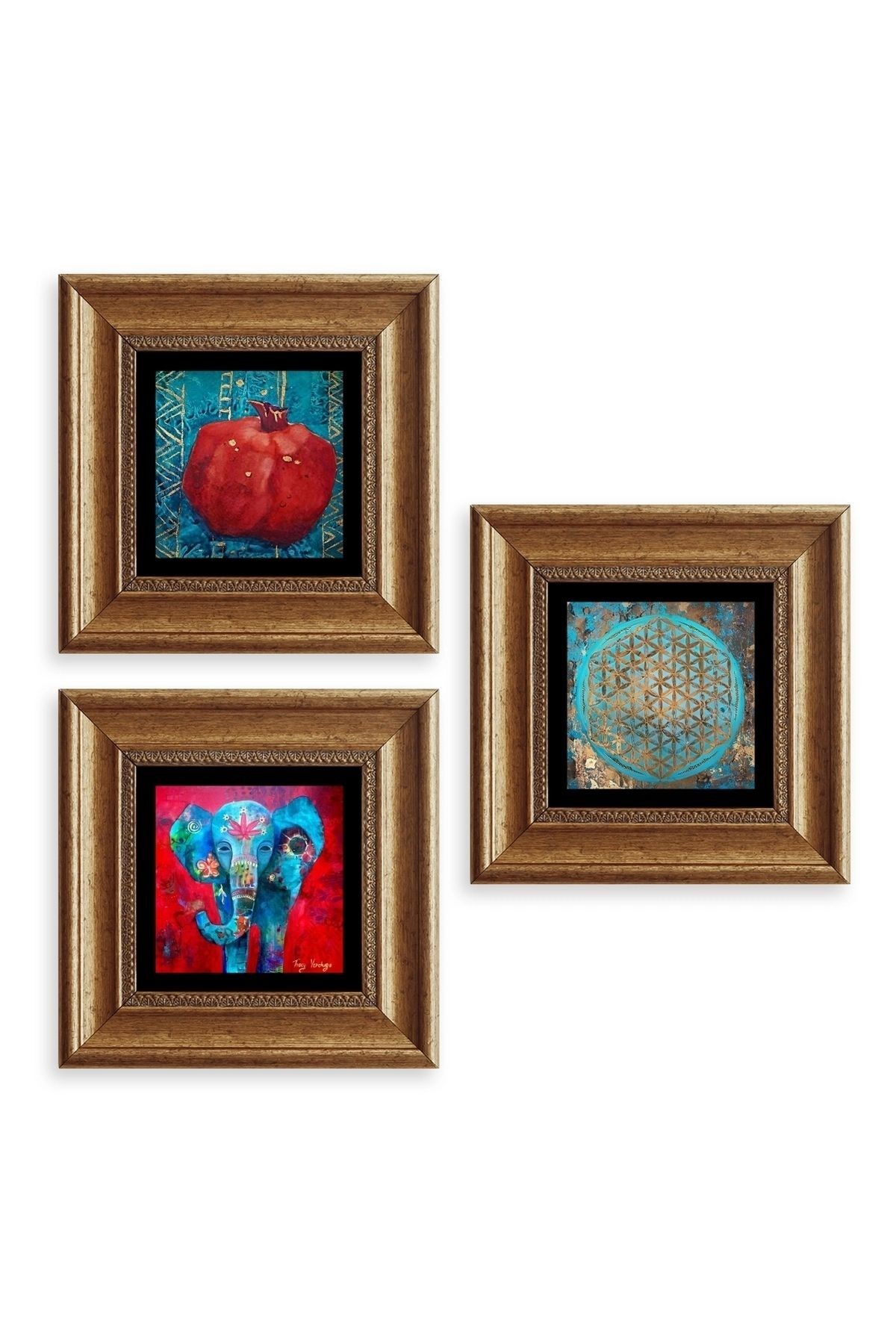 Mistik 3 lü Set Çerçeveli Taş Tablo resmi