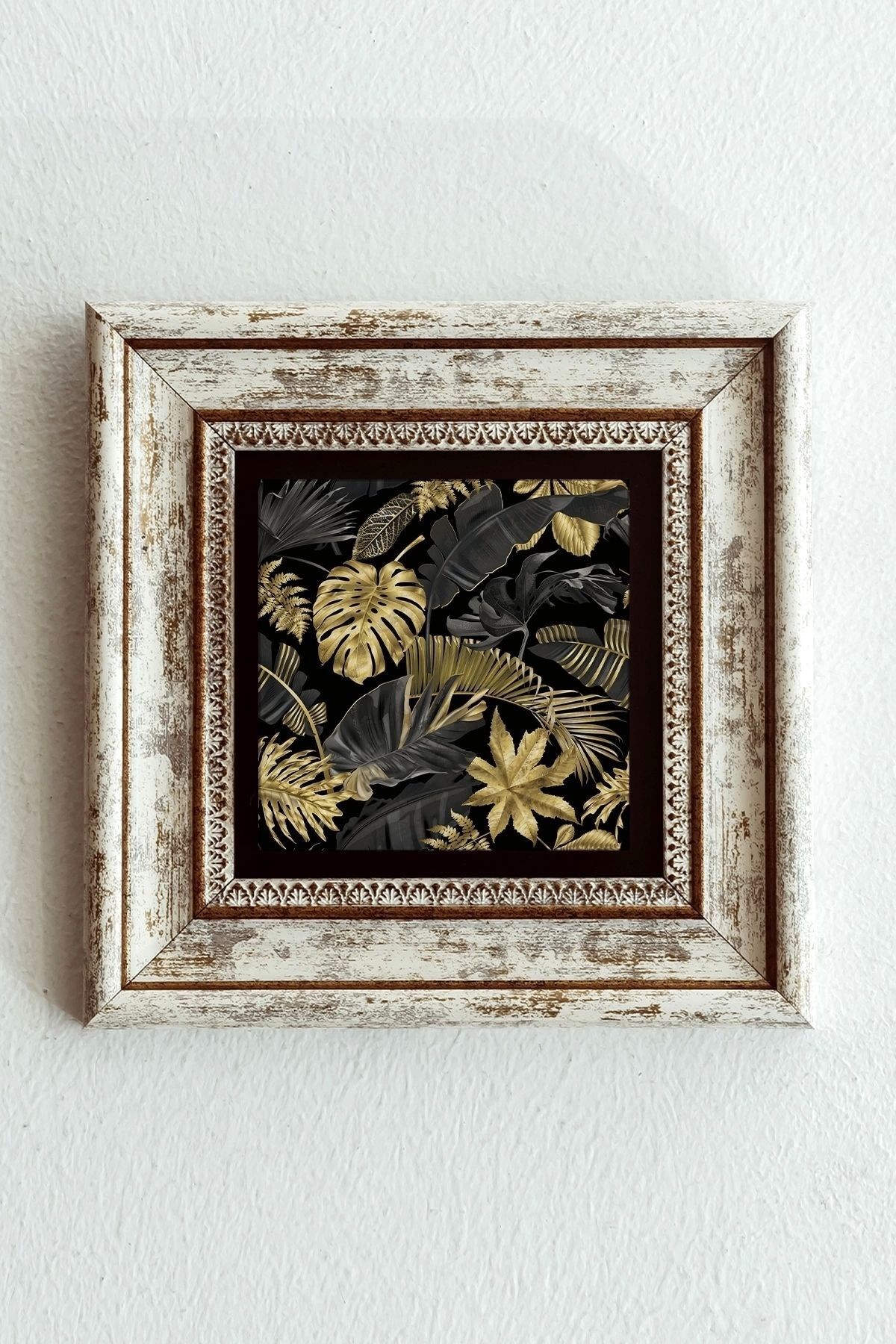 Gold Desenli Çerçeveli Taş Tablo , Çerçeveli Taş Duvar Dekoru-enkcrcvtbl-00168 resmi