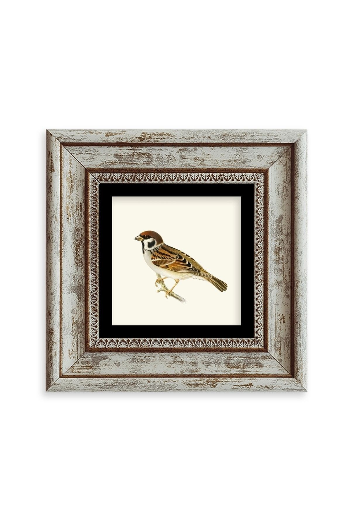 Daldaki Serçe Çerçeveli Taş Tablo resmi