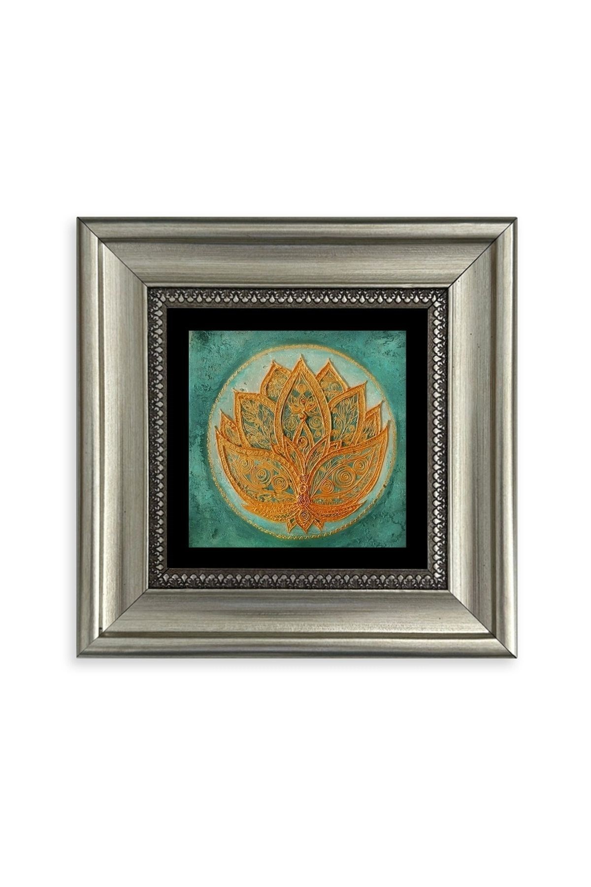 Lotus Çiçeği Çerçeveli Taş Tablo resmi