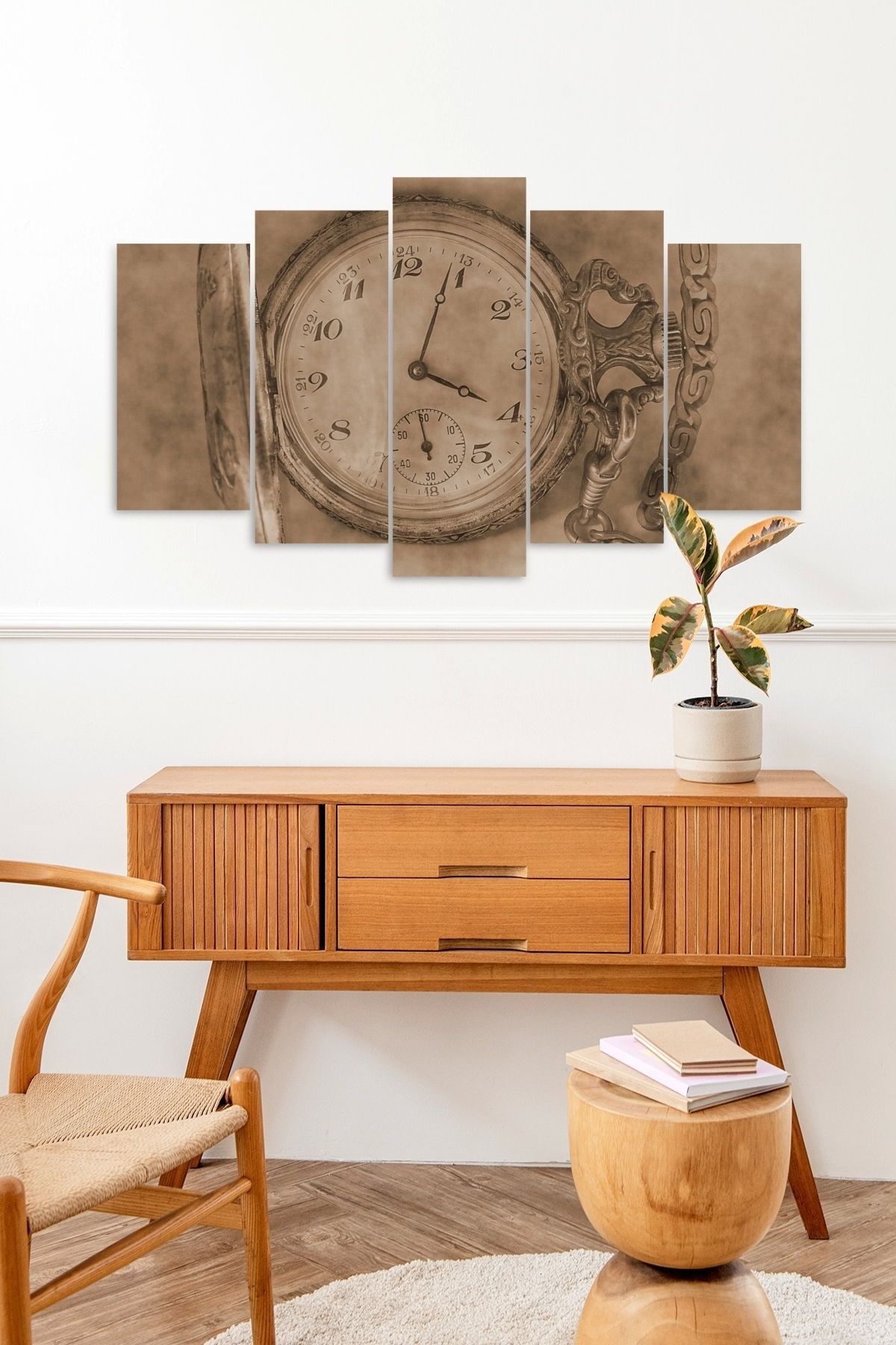 Saat 5 Parçalı Mdf Tablo resmi