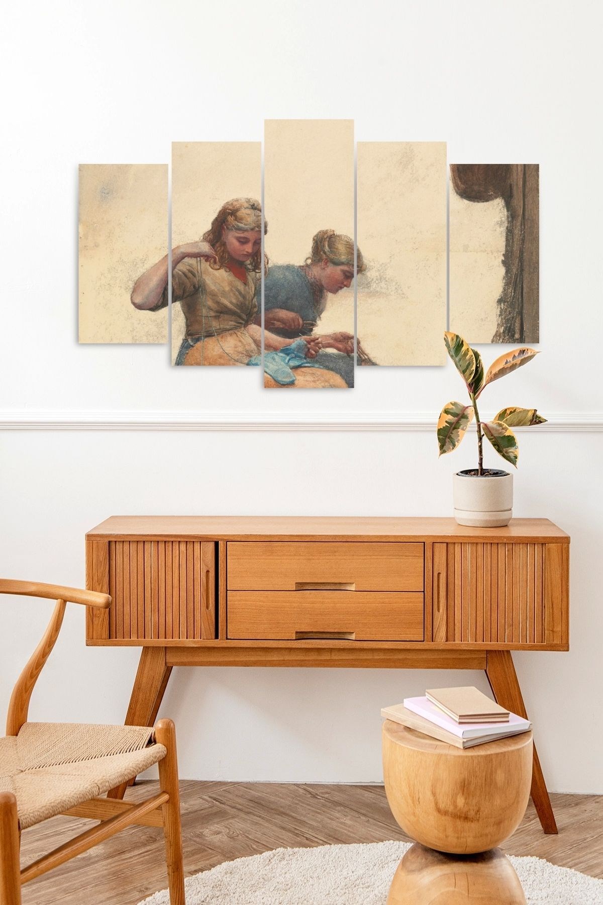 Kadın Manzarası 5 Parçalı Mdf Tablo resmi