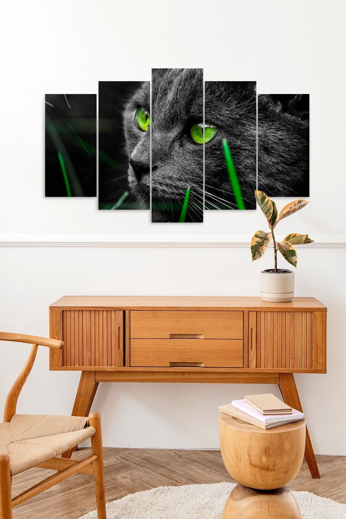 Kedi 5 Parçalı Mdf Tablo resmi