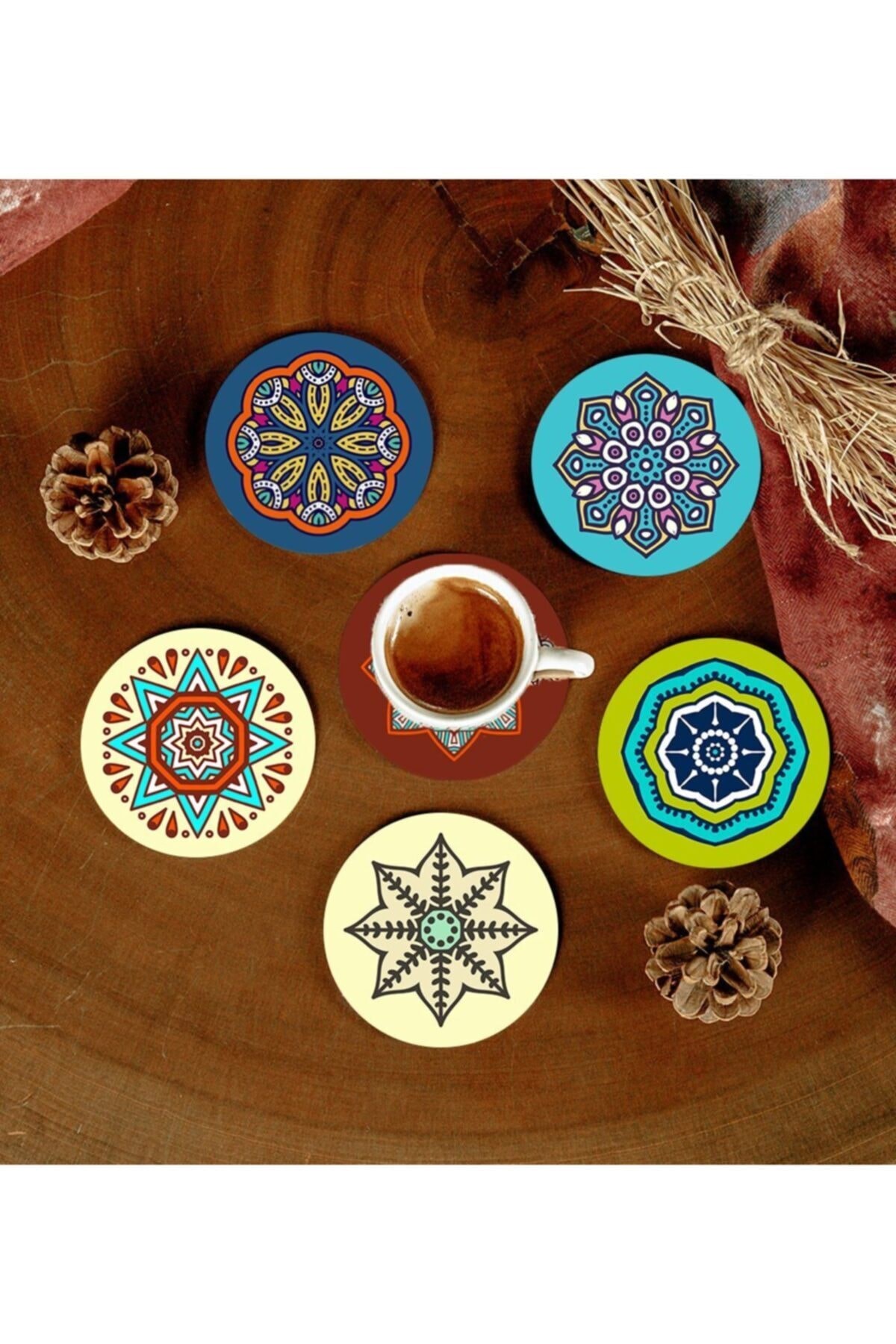 Picture of 6 Adet Desenli Mdf Bardak Altlığı