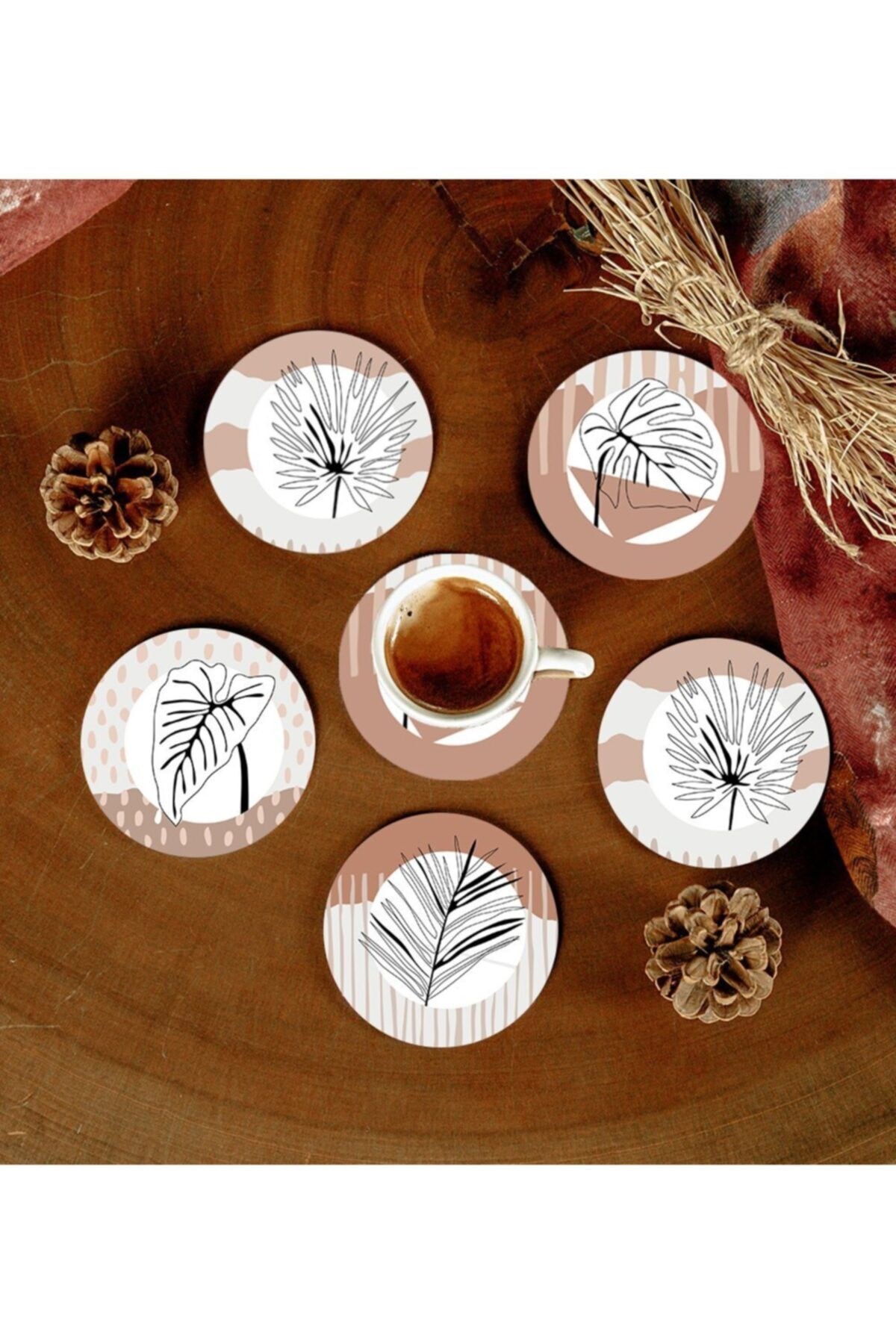 Picture of 6 Adet Desenli Mdf Bardak Altlığı