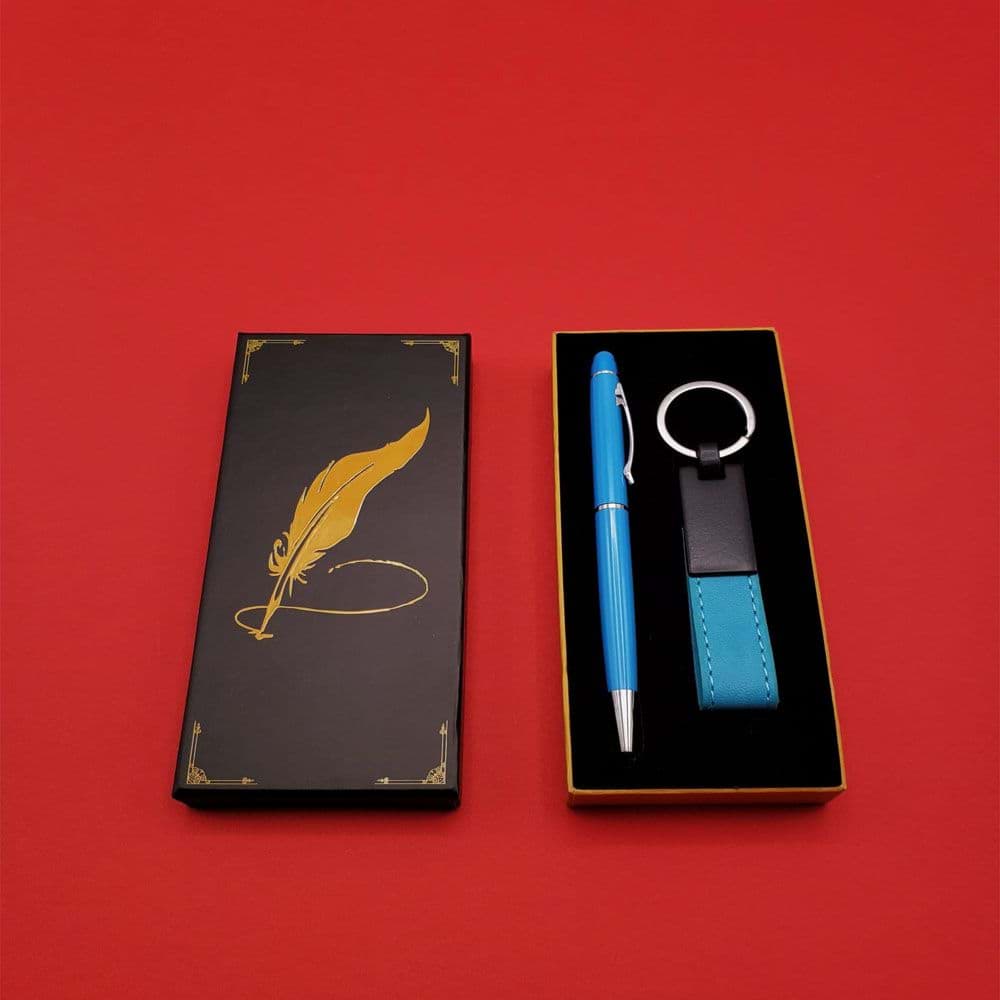 Metal Deri Anahtarlık Ve Kalem resmi