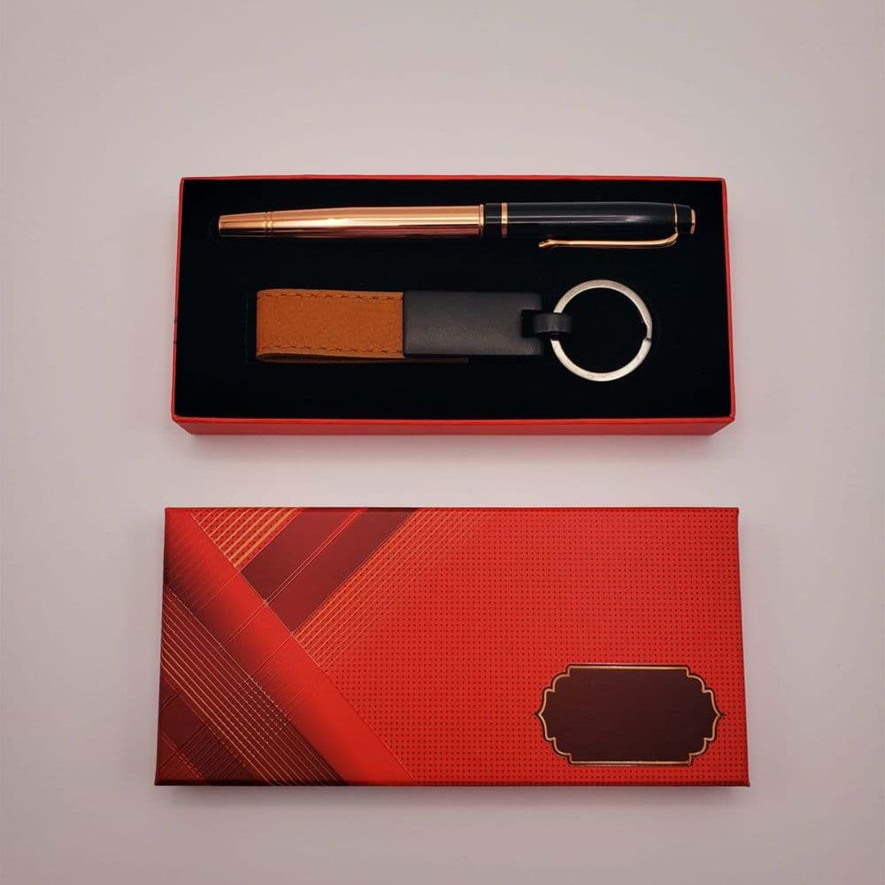 Deri Metal Anahtarlık Ve Roller Kalem resmi