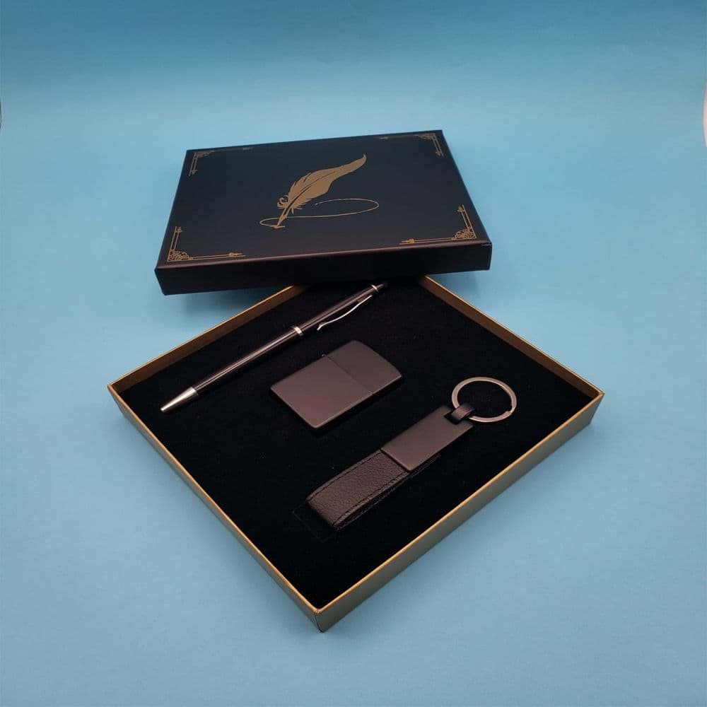 Siyah Anahtarlık Çakmak Ve Tükenmez Kalem resmi