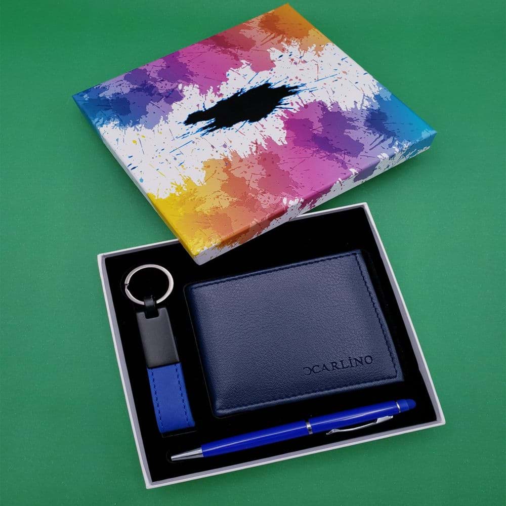 Kalem Anahtarlık Ve Cüzdan Mavi Set resmi