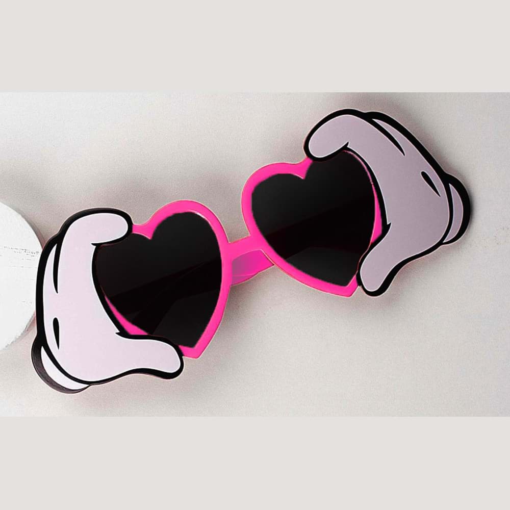 Pembe Renk Kalp Şekilli El Figürlü Parti Gözlüğü 21x8 cm resmi