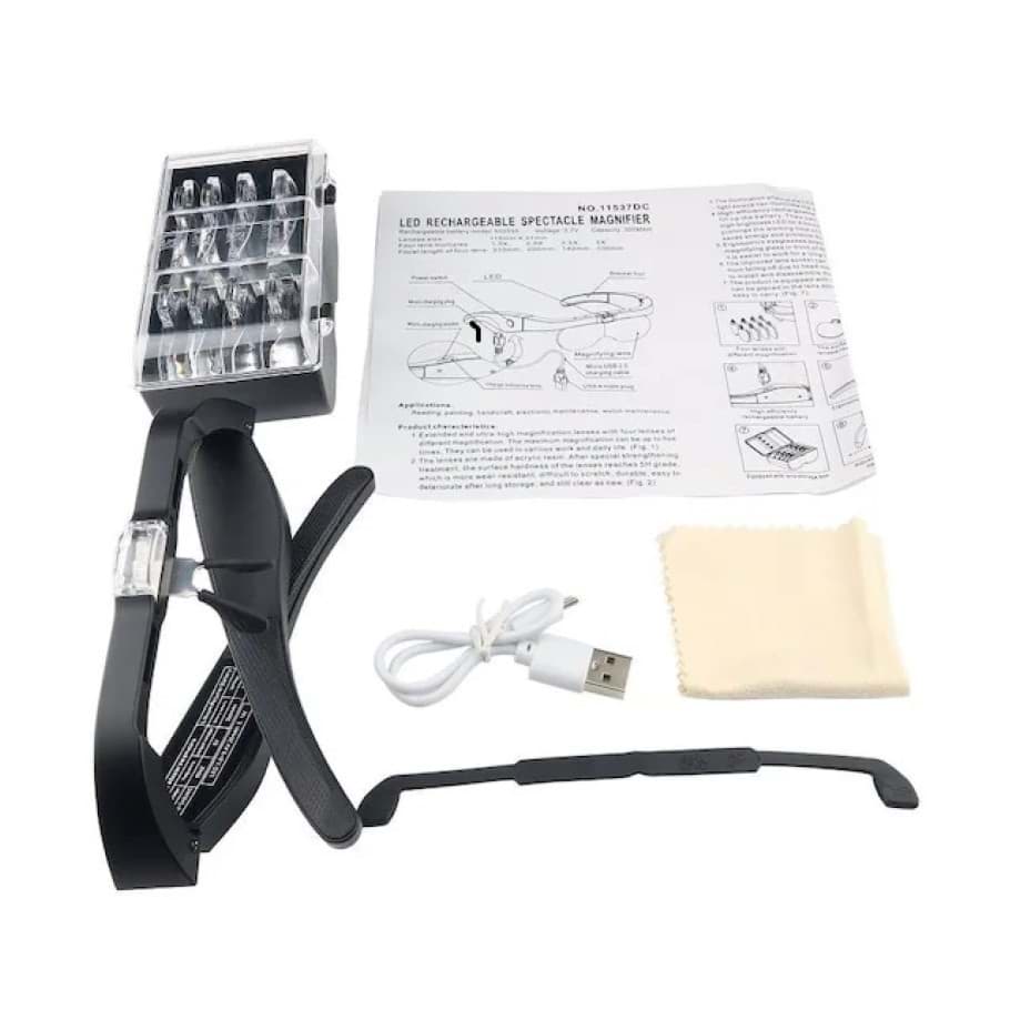 Şarjlı Gözlük Büyüteç  4 Farklı Lens -11537Dc resmi