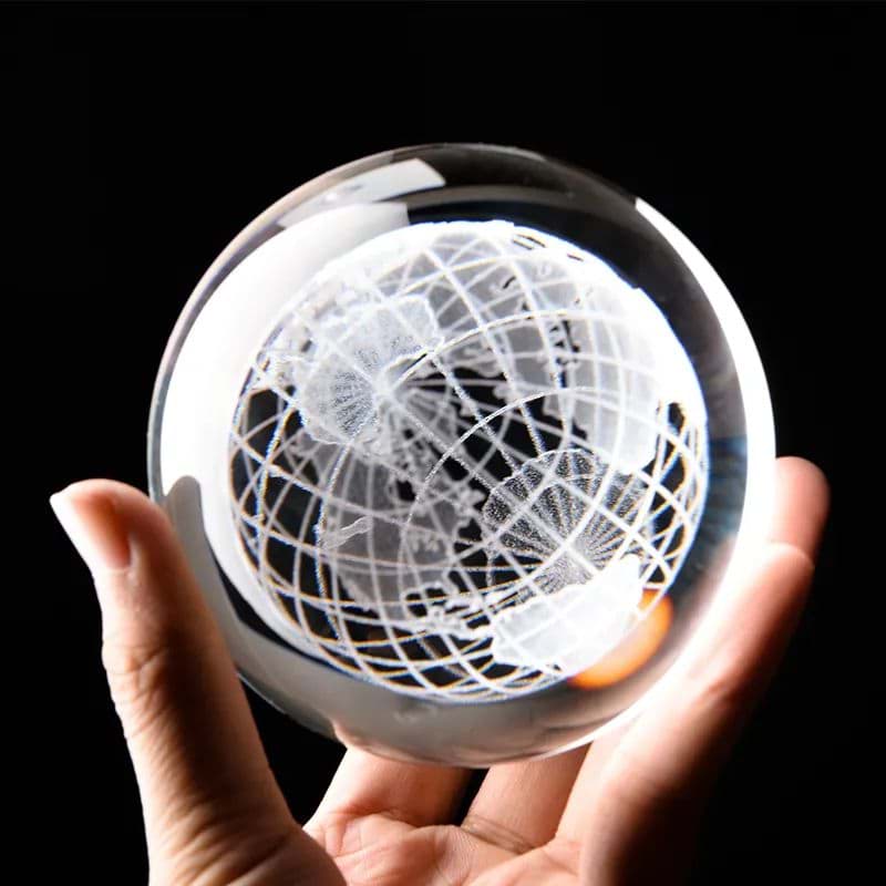 Dünya Plastik altlıklı Işıklı Cam Küre resmi