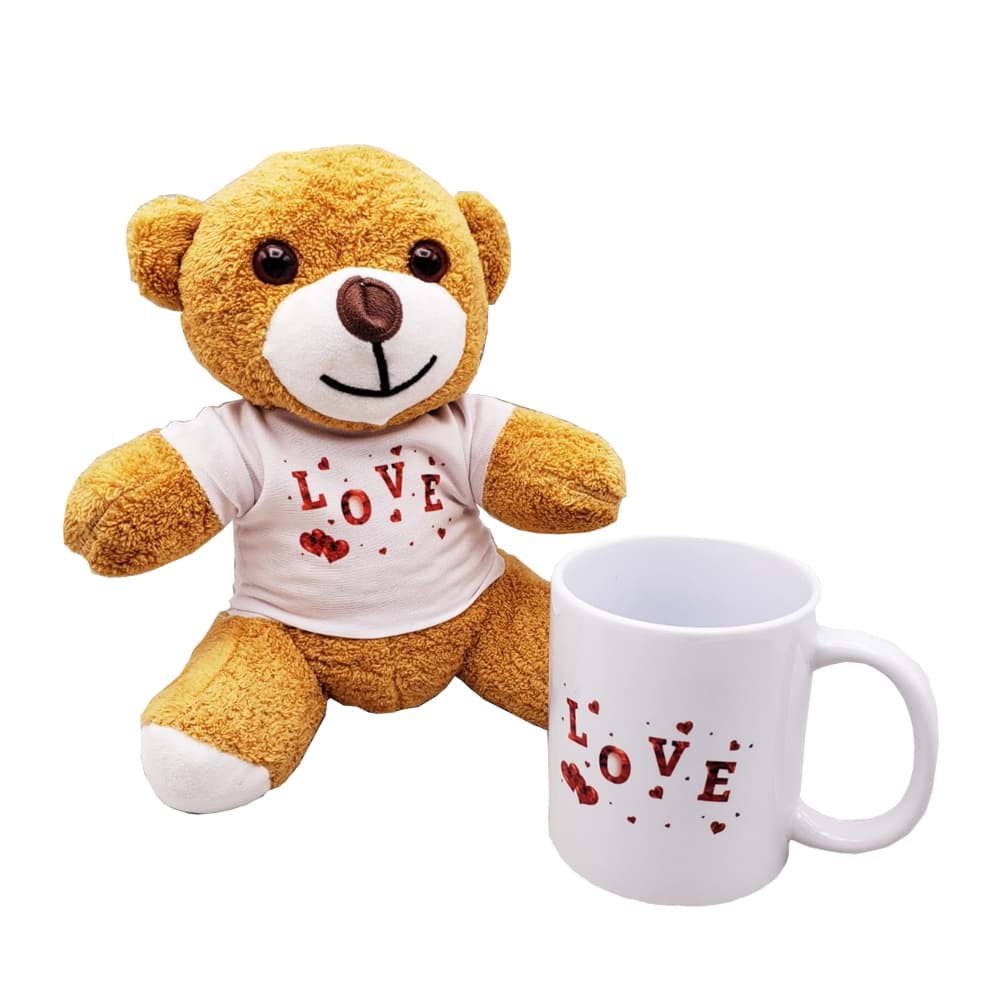 Love Baskılı Kahverengi Ayıcık Ve Kupa Seti resmi