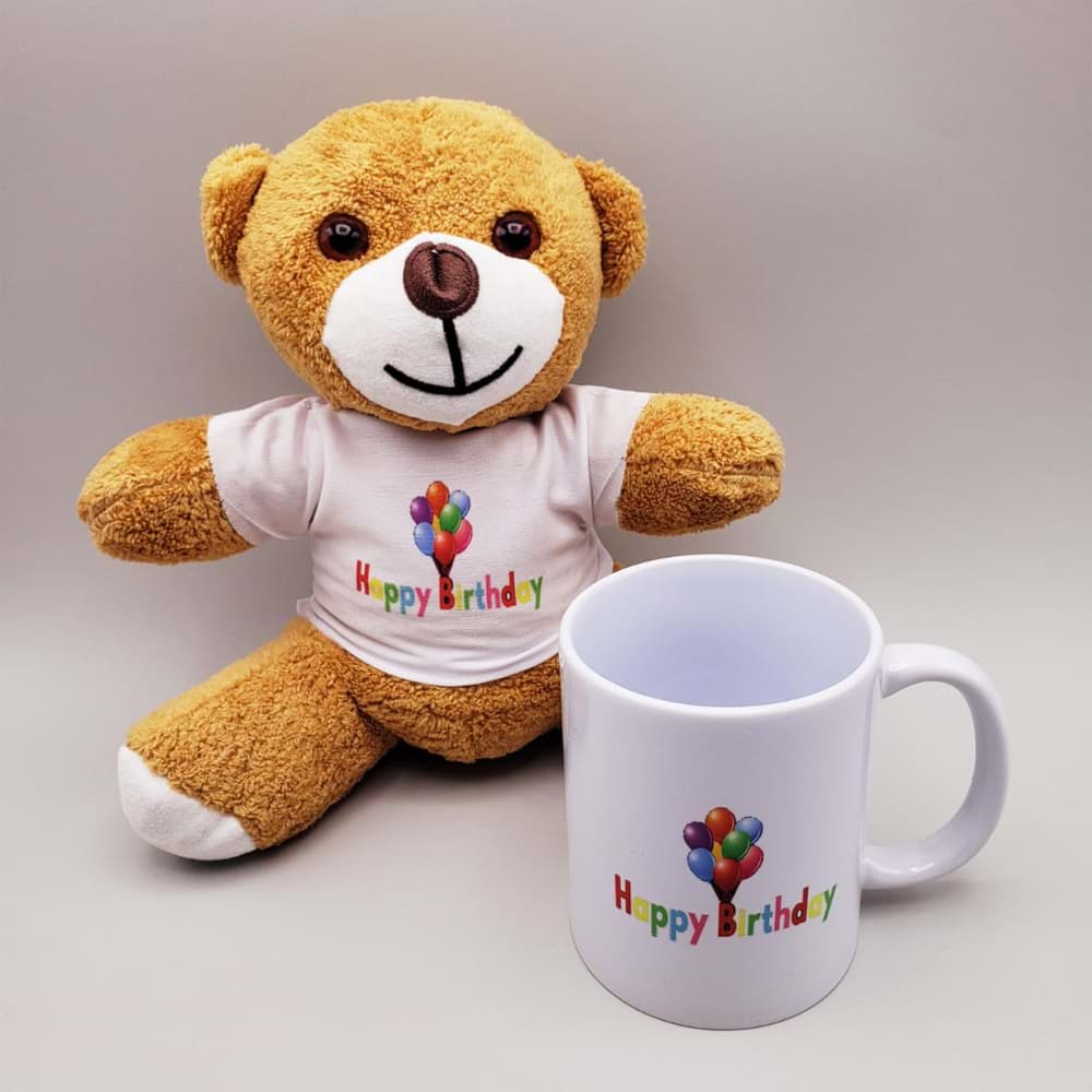 Happy Birthday Tişörtlü Ayıcık Ve Kupa Bardak Seti resmi