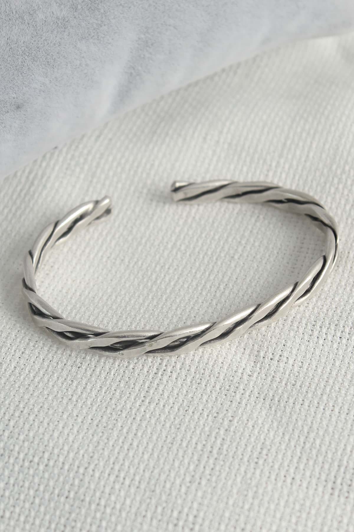 Otantik Gümüş Renk Motif İşleme Erkek Bileklik - TJ-EB3621 resmi